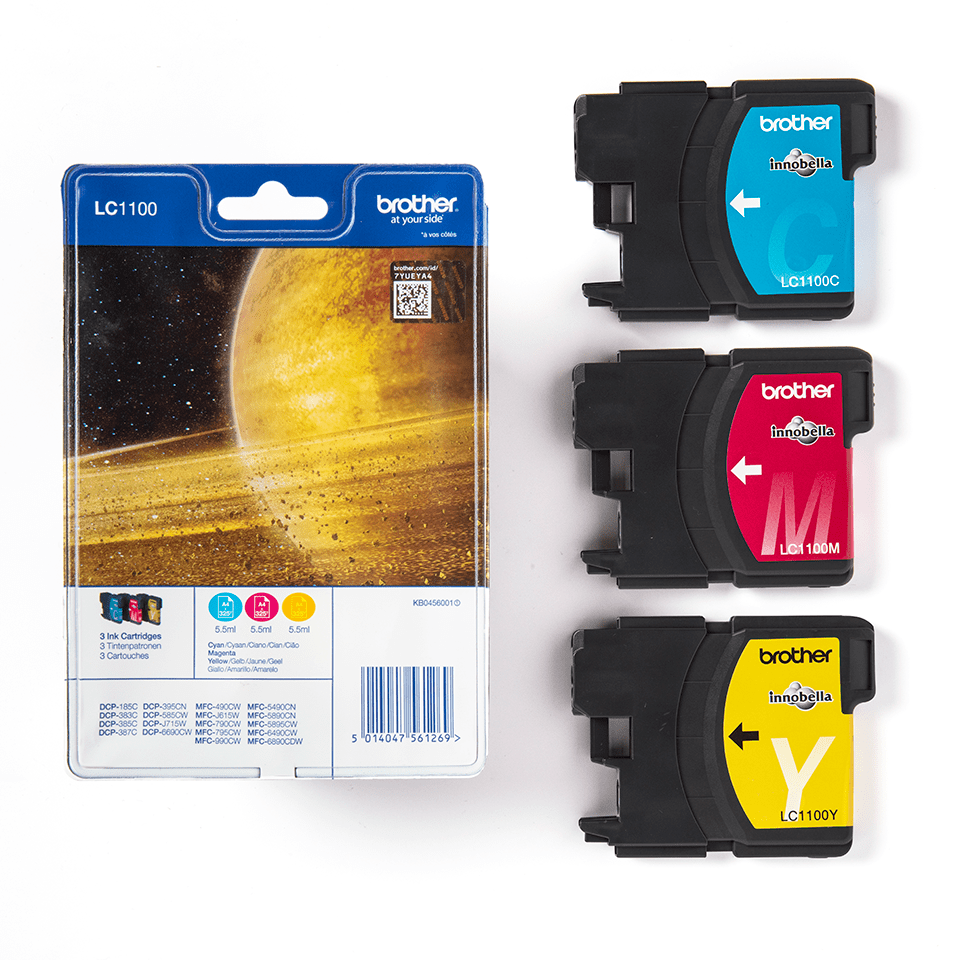 Genuine Brother LC1100RBWBP Ink Cartridge Rainbow Blister Pack 3